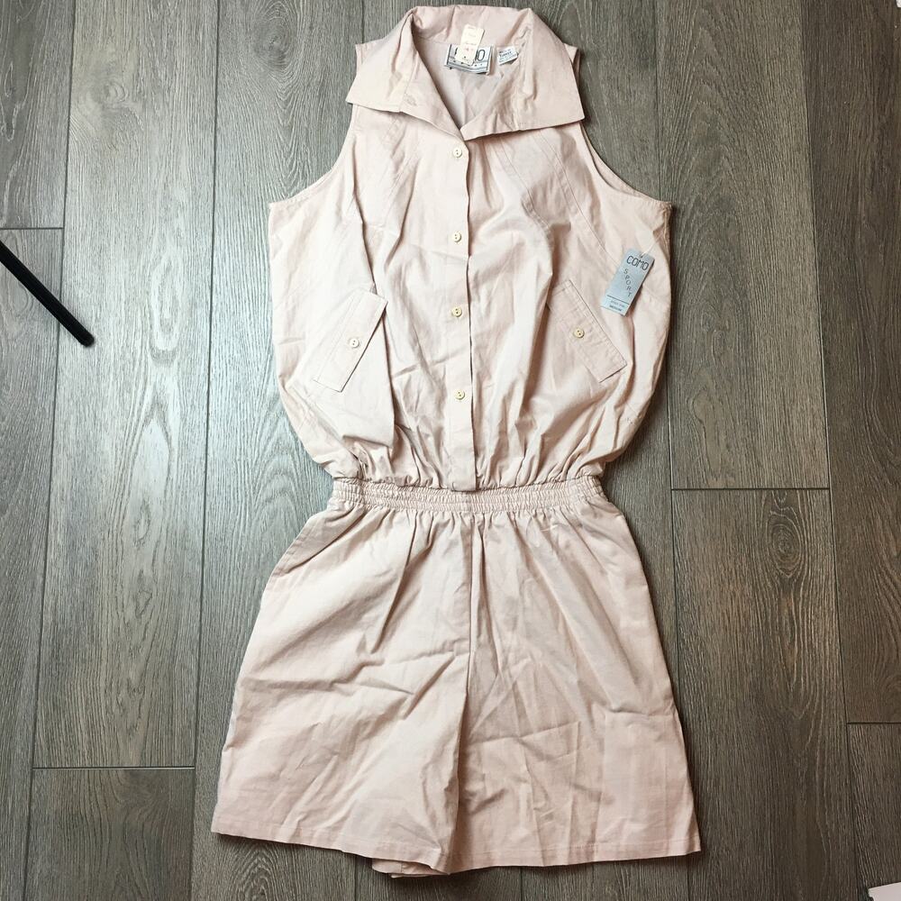 Como Sport Vintage light pink Sleeveless Romper Size Medium NWT 100% Cotton
